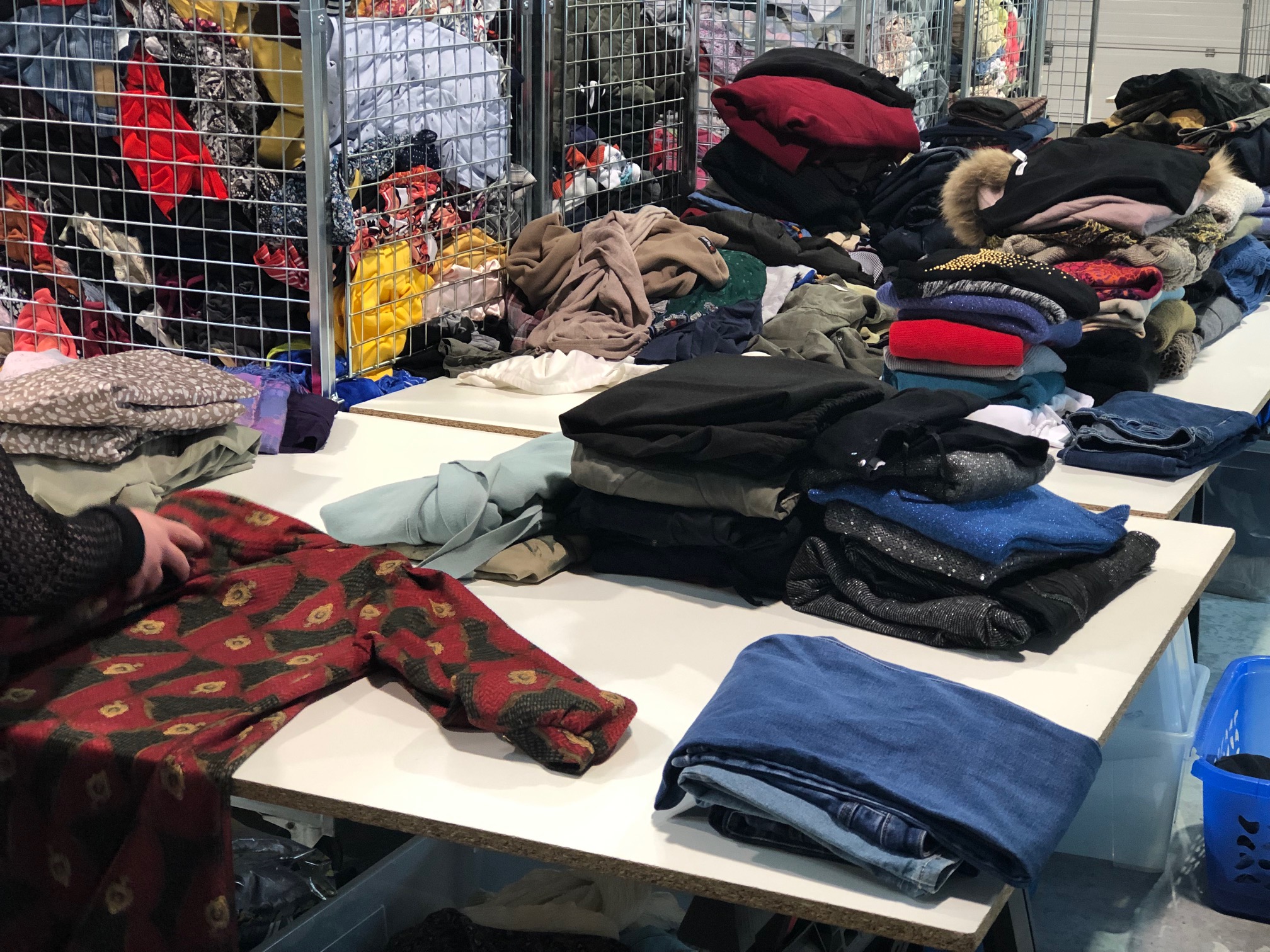 Atelier de tri textile
