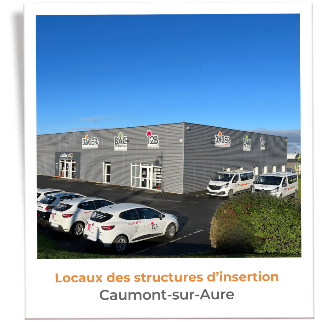 Polaroid des locaux des structures d'insertion par l'activité économique de Caumont-sur-Aure : BACER du Pré-Bocage, BAC du Pré-Bocage et I2B Intérim